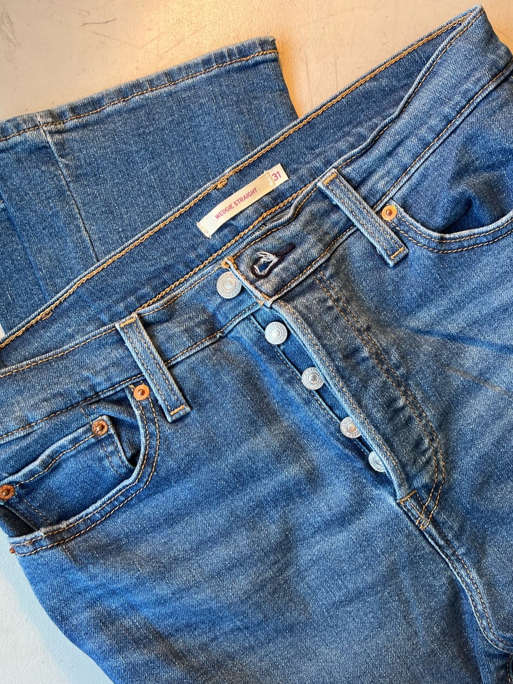 Levi's Straight Leg Medium Blue Jeans with Button Fly